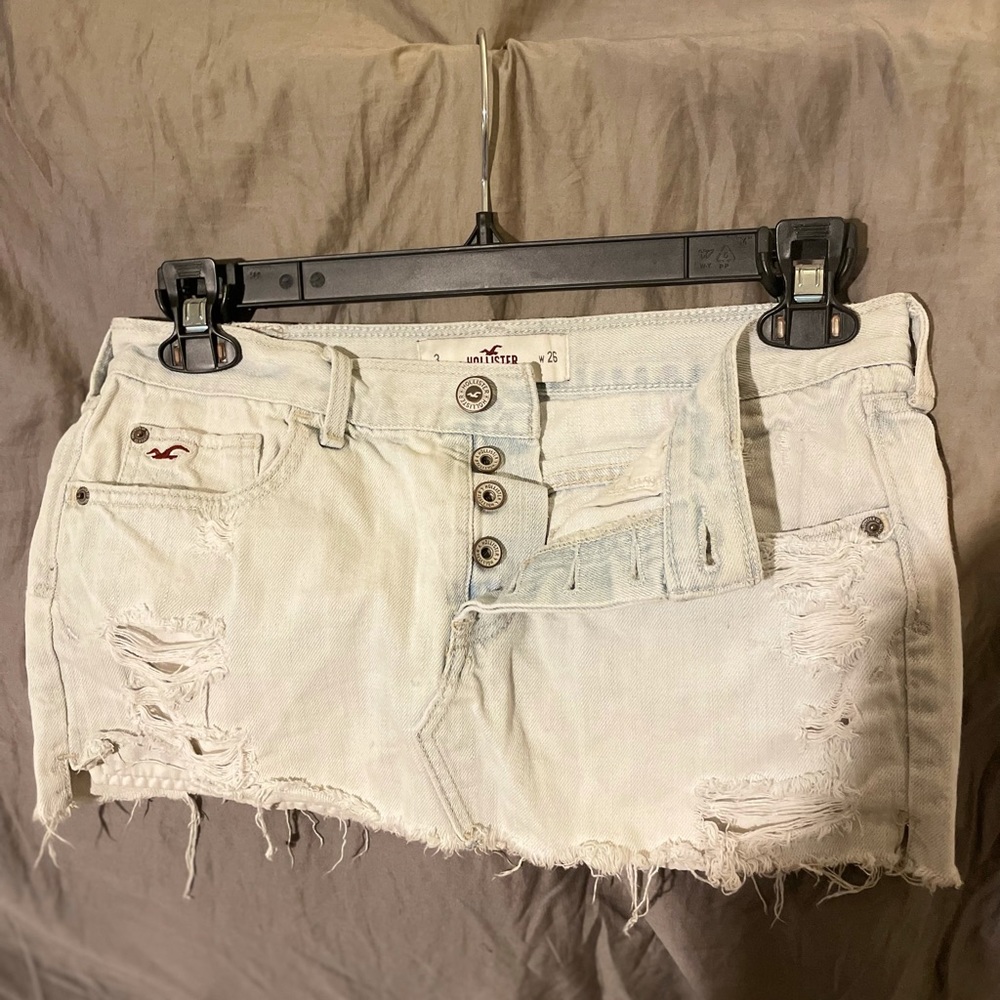 Hollister Destroyed Mini Denim Skirt
